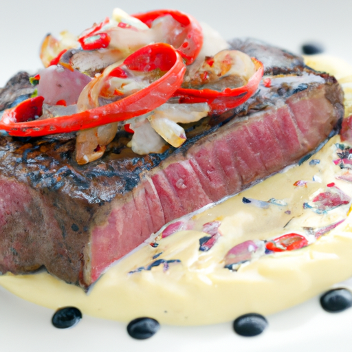 Steak au Poivre Flambé à la Crème Cuisiné sur une Plaque de Cuisson à Gaz